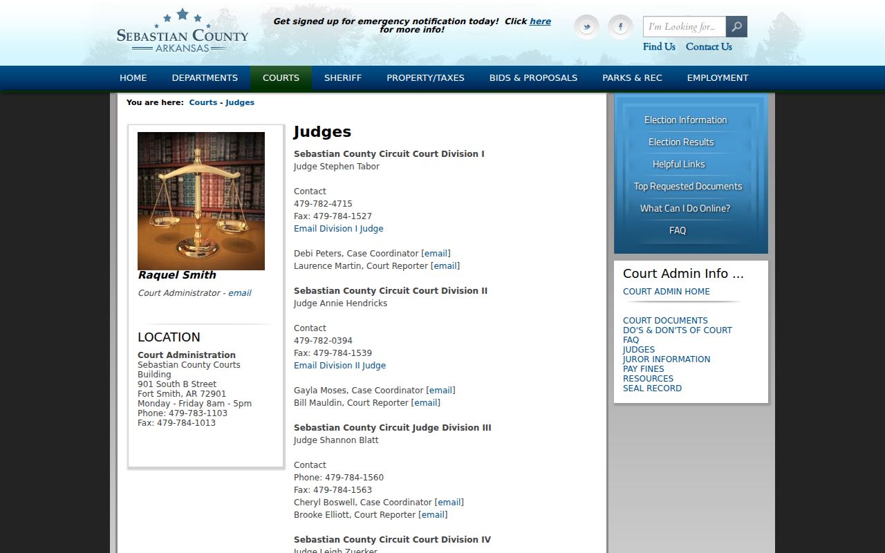 Sebastian County court docket circuit judge divisions