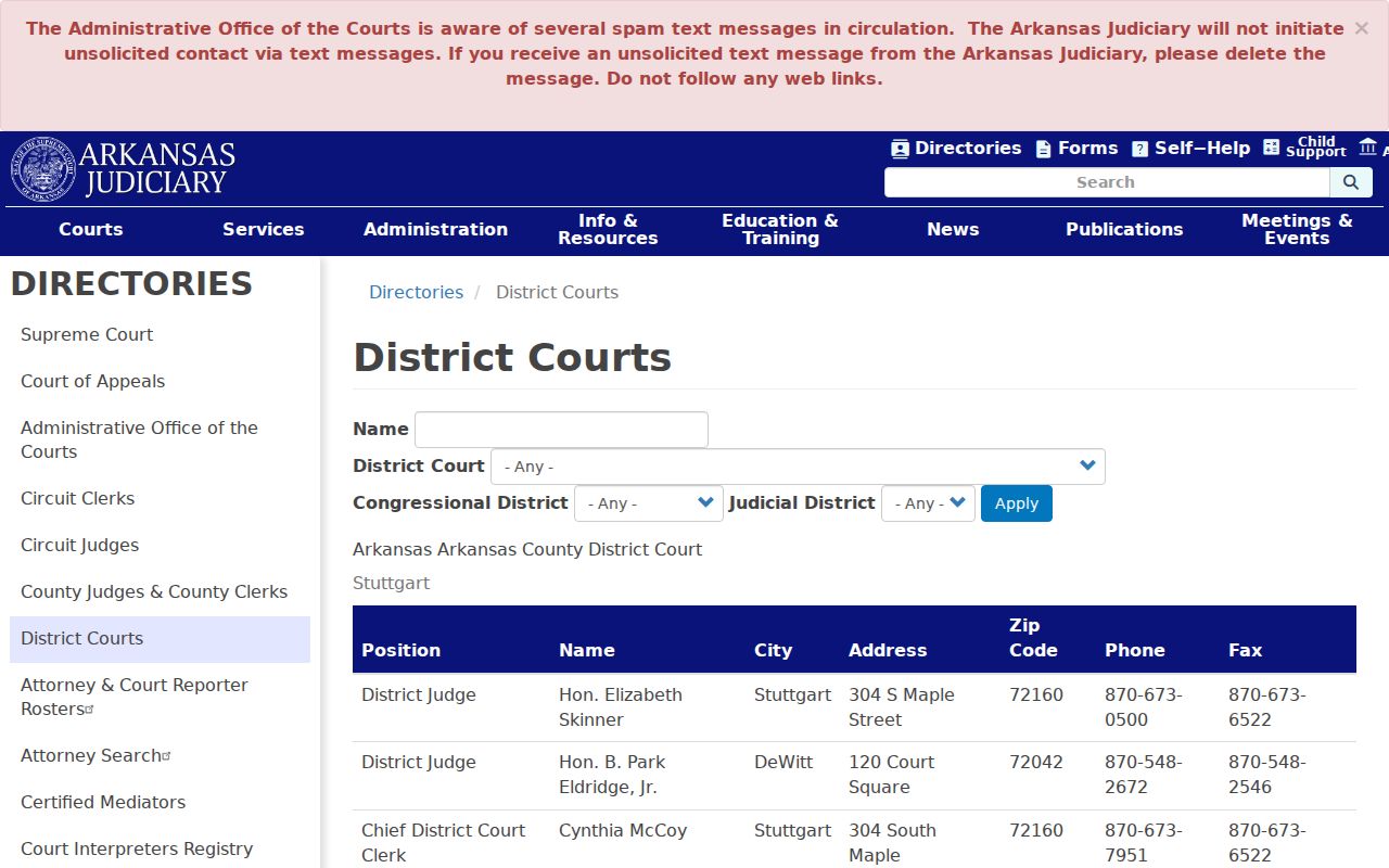 Sebastian County case search district court directory
