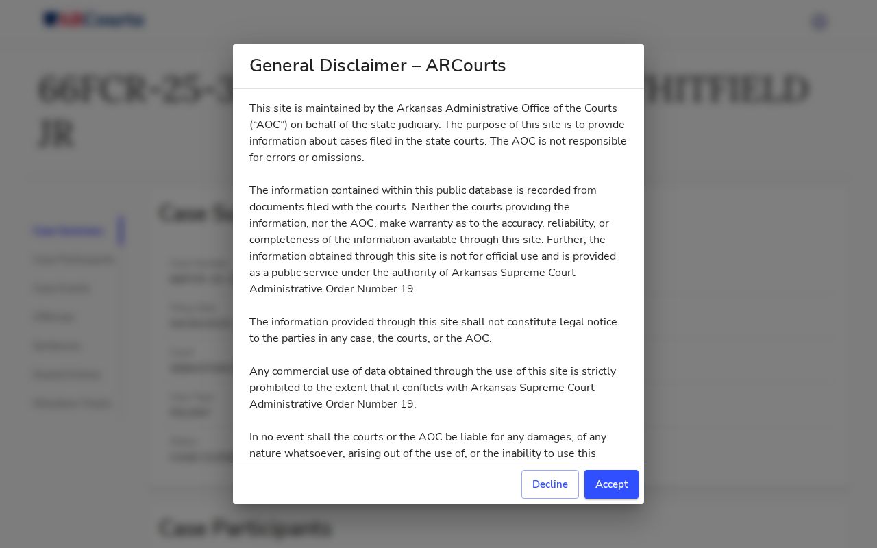 Sebastian County criminal docket case fields in Search ARCourts