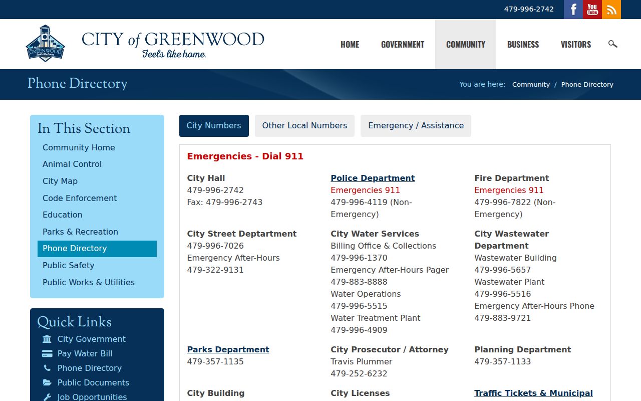 Greenwood court docket phone directory and court contacts