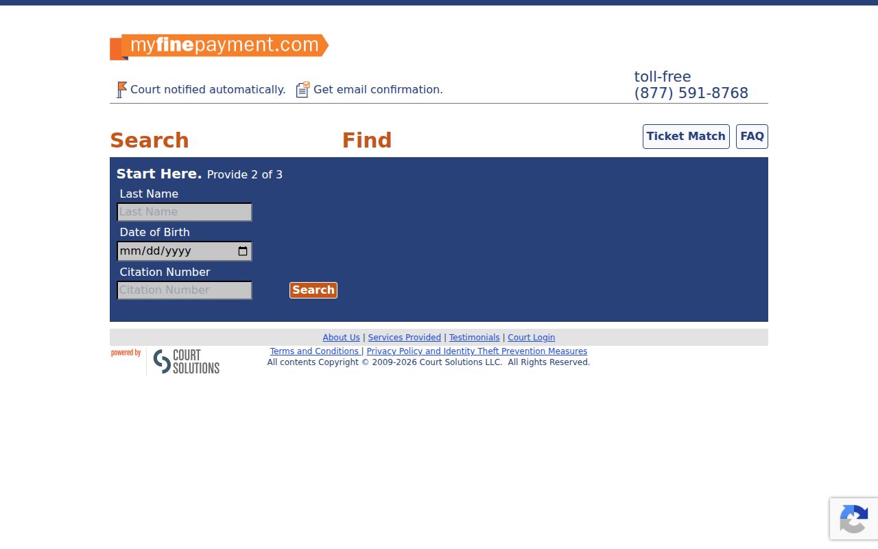 Citation and fine lookup used by Sebastian County traffic courts
